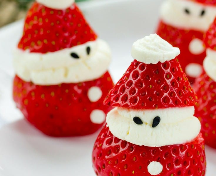 Cute strawberry Santa Claus desserts for Christmas.