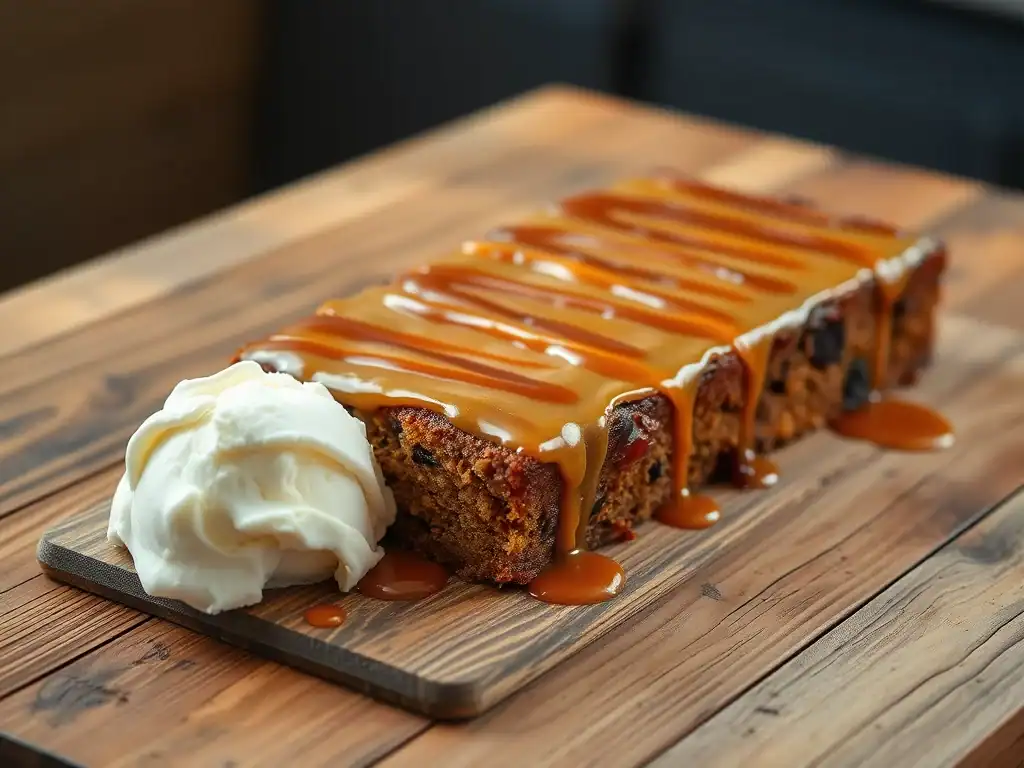 Delicious sticky date caramel slab cake with caramel drizzle and whipped cream. Perfect dessert for.