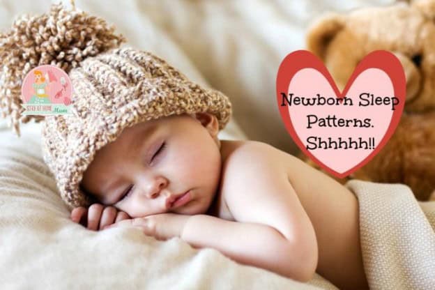 Baby sleeping peacefully with a knitted hat, illustrating newborn sleep patterns from 1 to 6 weeks.