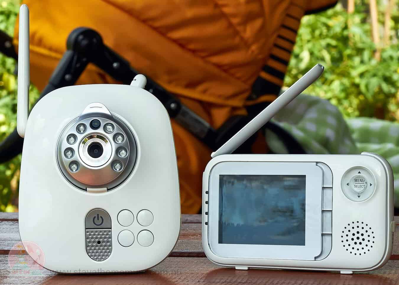 Baby monitor with camera and video display for safe monitoring.