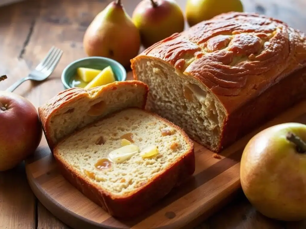 Delicious caramel pear bread with a moist texture and sweet caramel swirls. Perfect for breakfast or.