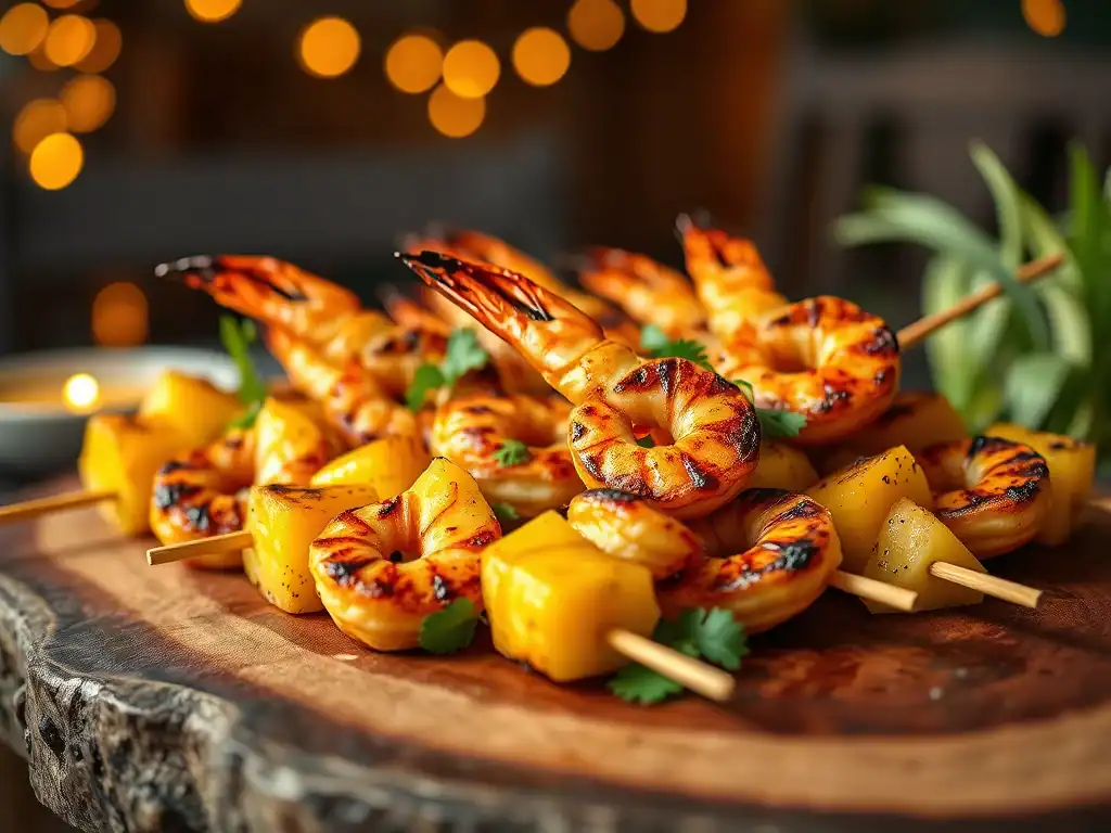 Grilled Jerk Prawns and Pineapple Skewers