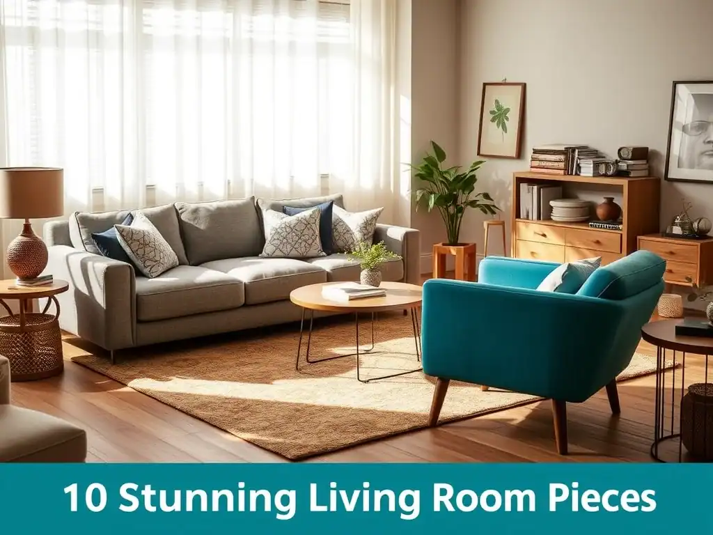Elegant living room with modern furniture and natural light.