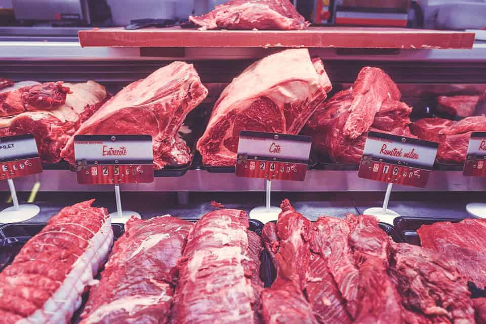 Fresh beef cuts displayed at a butcher shop in Australia.