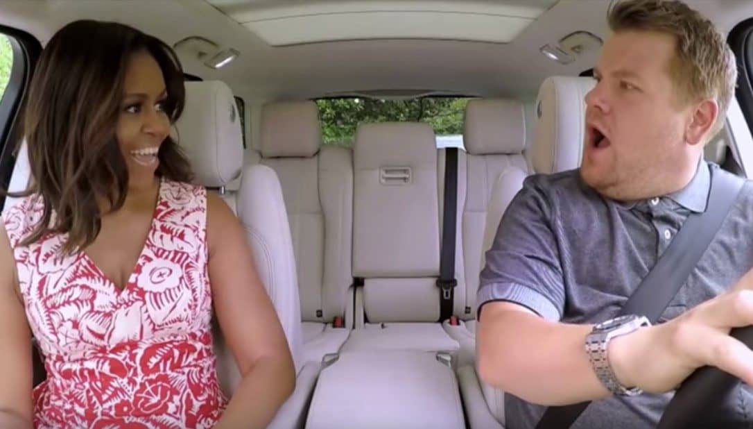 Carpool Karaoke with Michelle Obama and a surprise guest.