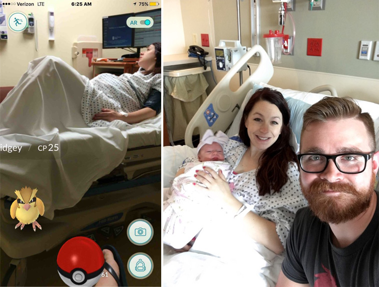 Dad Catches Pokemon Go Pidgey While His Wife Is In Labour Stay