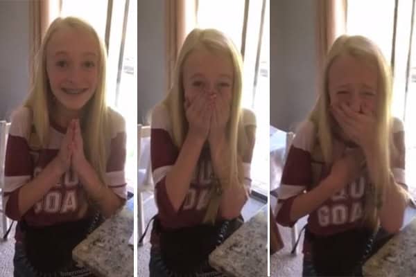 Teen girl with heart defect crying tears of joy after hearing she will get a heart transplant.