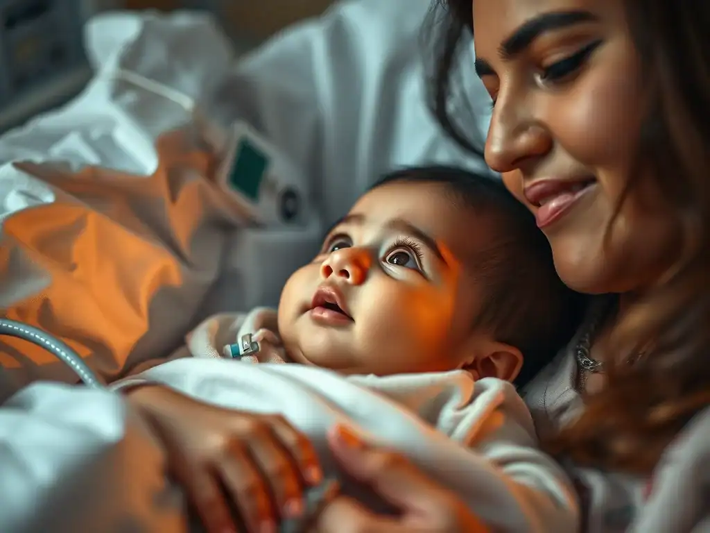 Baby waking from coma with mother in hospital, after parents were advised to turn off life support.