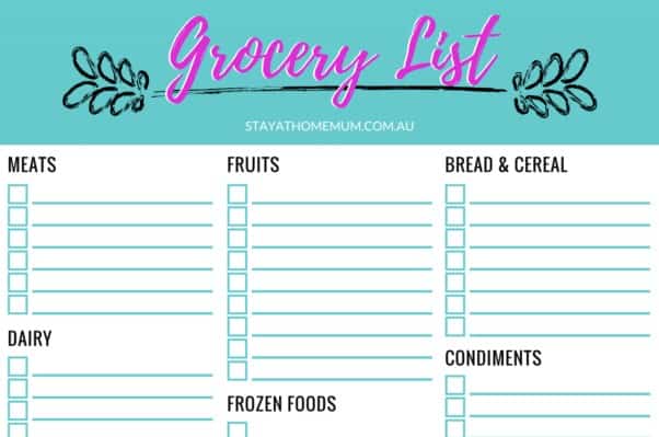 Customisable Grocery Shopping List – A Free Printable