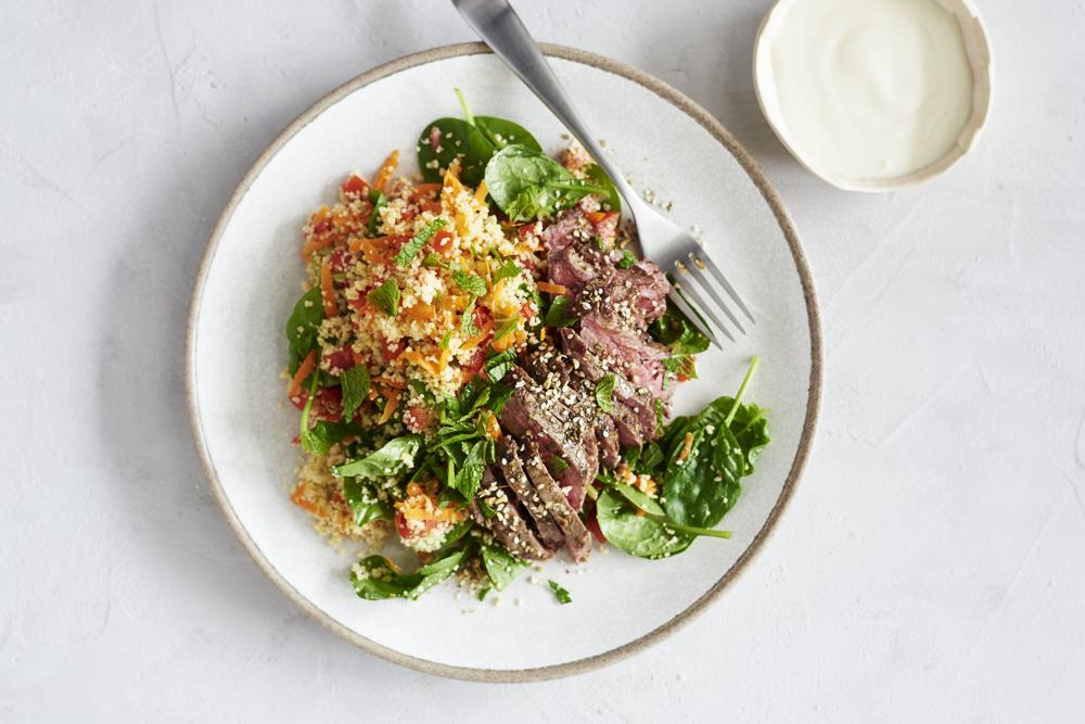 Dukkah Crusted Beef with Couscous Salad | Stay at Home Mum