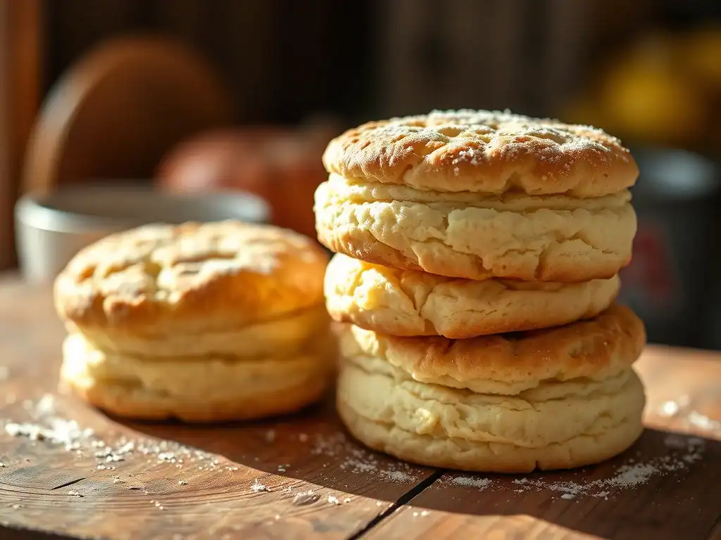 American biscuits, flaky and golden, perfect for breakfast or snacks. Easy 3-ingredient recipe for h.
