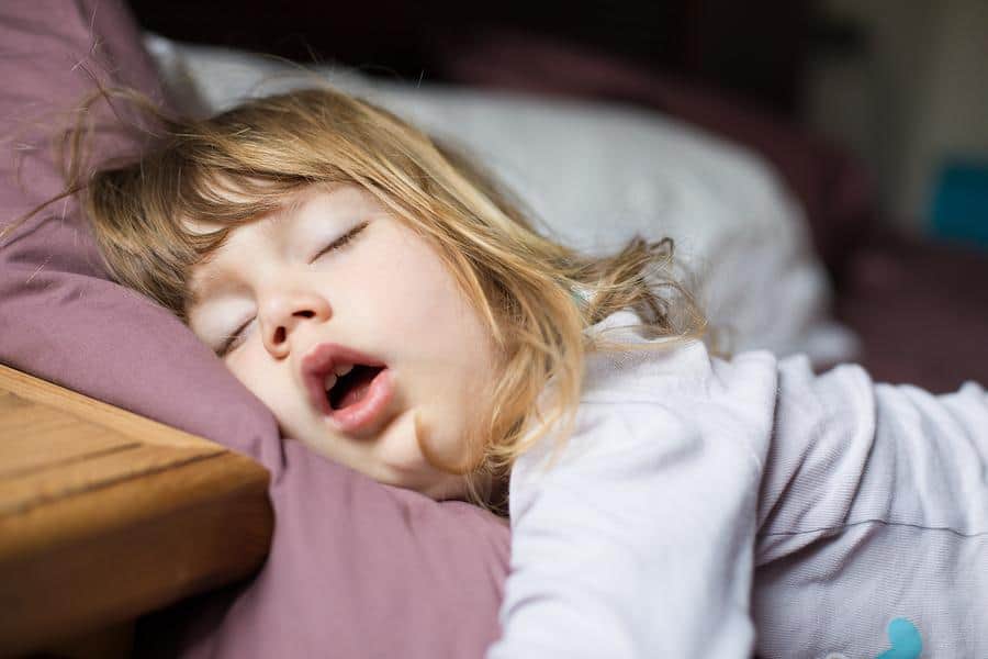 Child sleeping peacefully after daylight savings change.