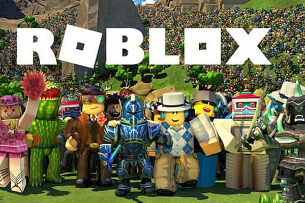 Roblox characters at a gaming event, highlighting online safety concerns for children.