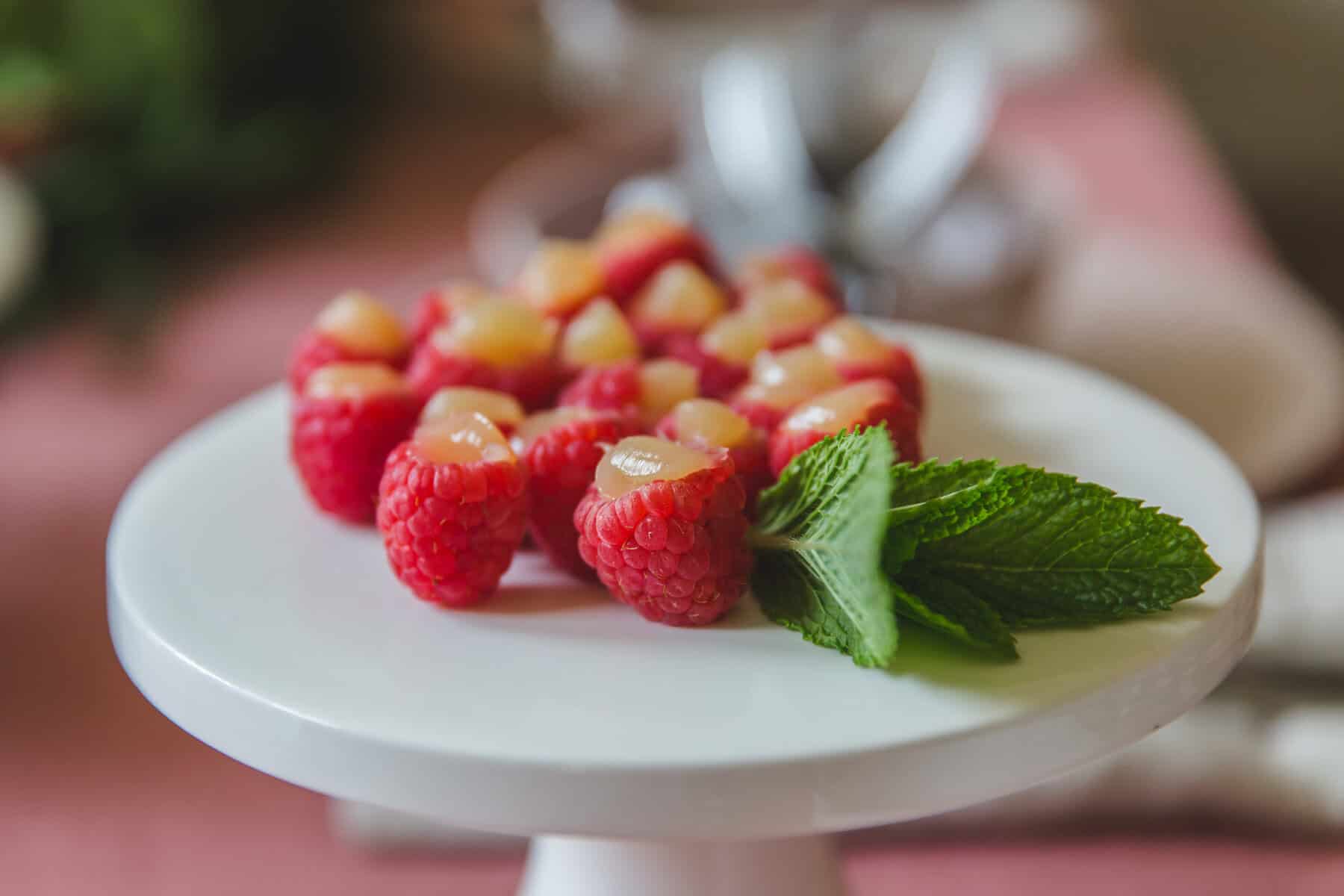 Lemon Curd Stuffed Raspberries