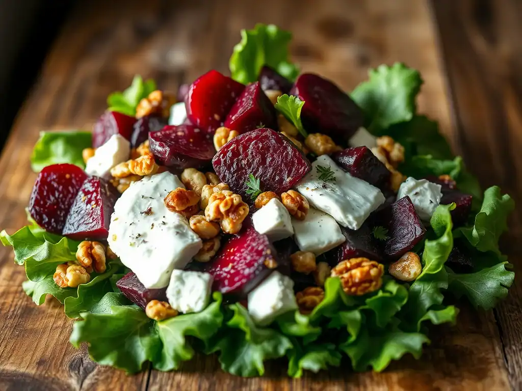 Roast Beetroot, Walnut and Goats Cheese Salad