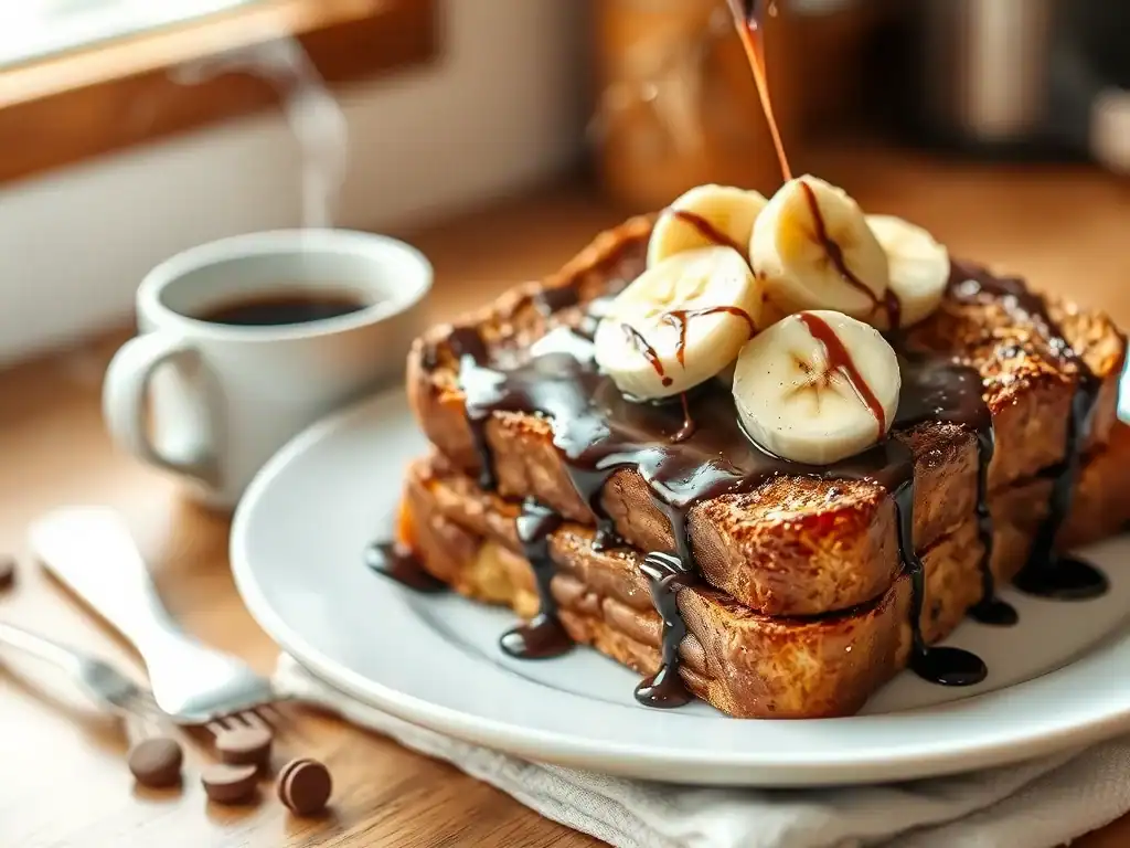 Gooey Chocolate and Banana French Toast