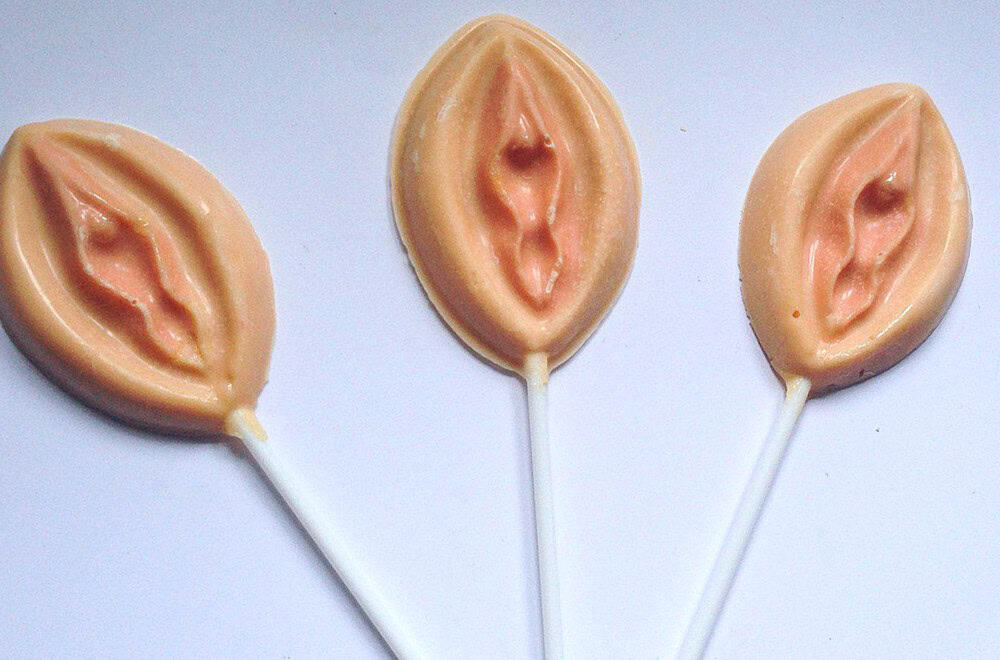 Unique vagina-shaped lollipops for novelty and fun.