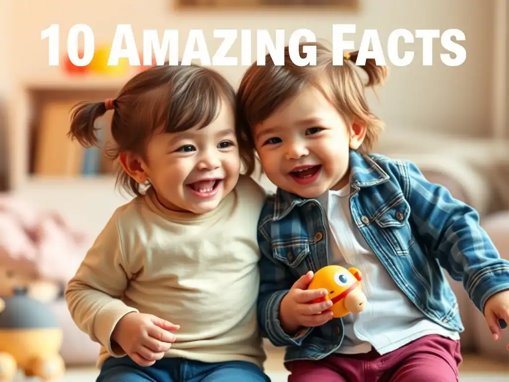 Twin children playing with a rubber duck in a cozy home setting.