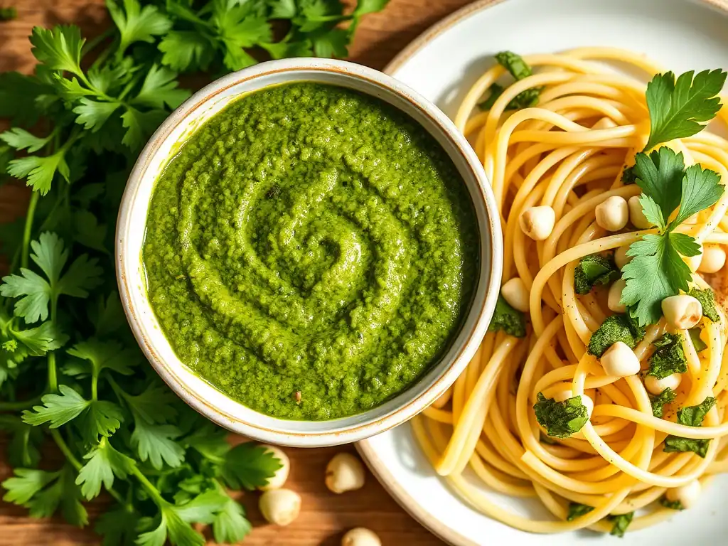 Homemade Parsley and Macadamia Pesto Sauce