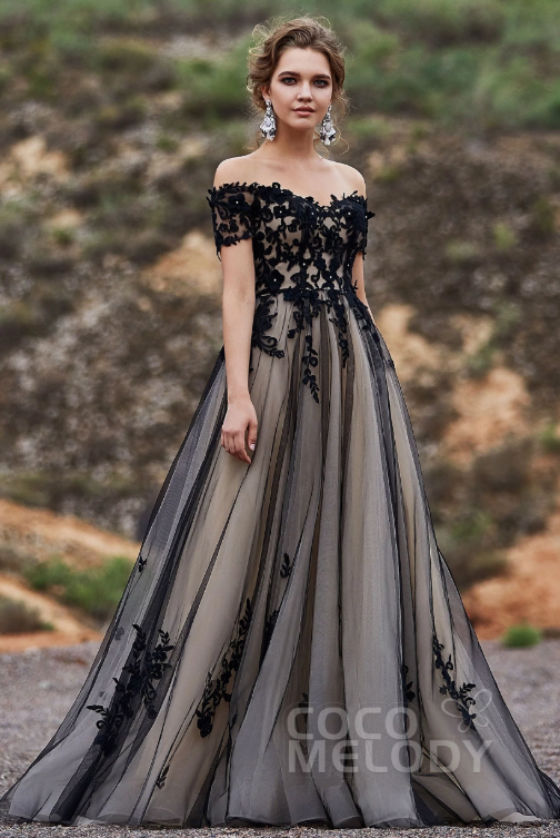 black and grey wedding dress