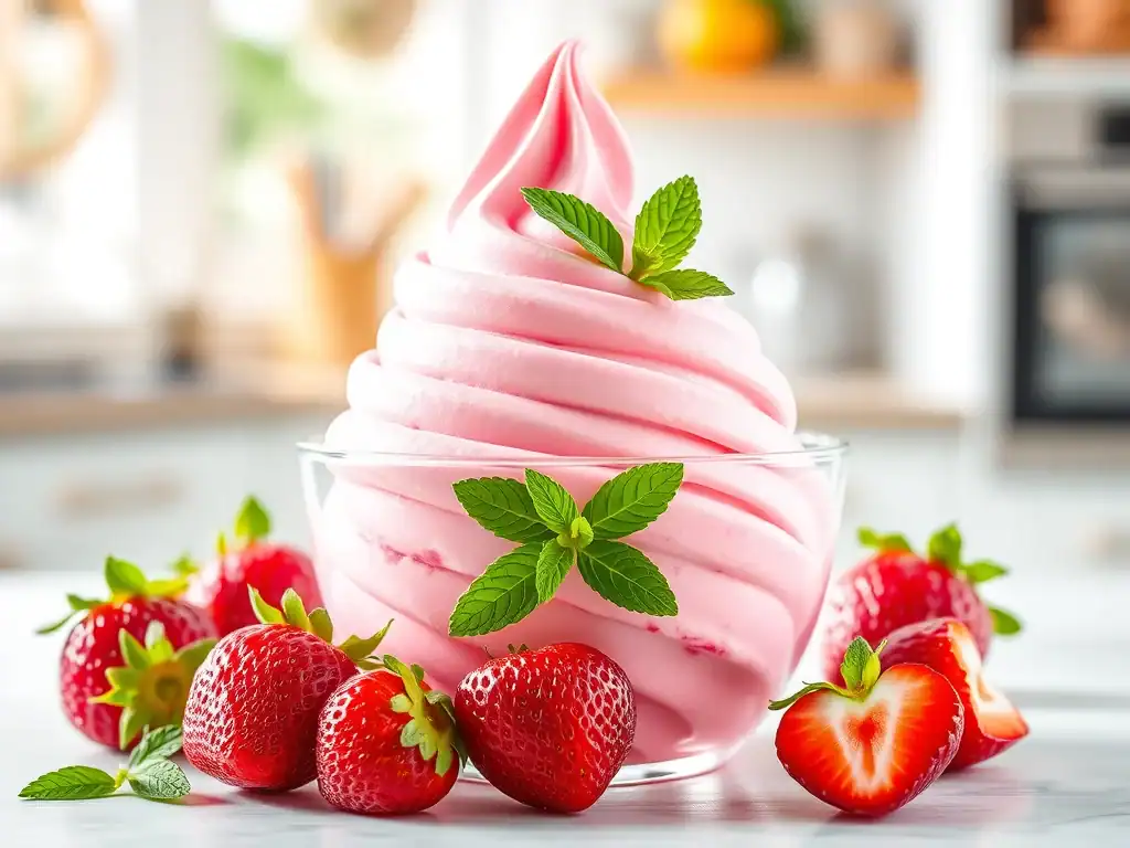 Low Fat Strawberry Frozen Yoghurt