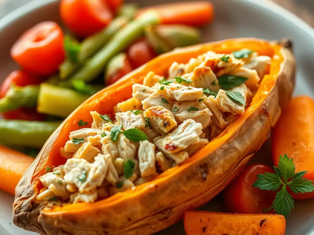 Scrumptious Chicken-Stuffed Sweet Potatoes