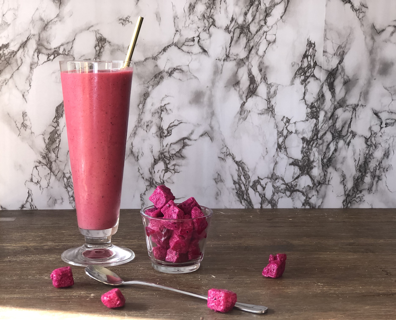 Dragonfruit, Strawberry and Mango Yoghurt Smoothie