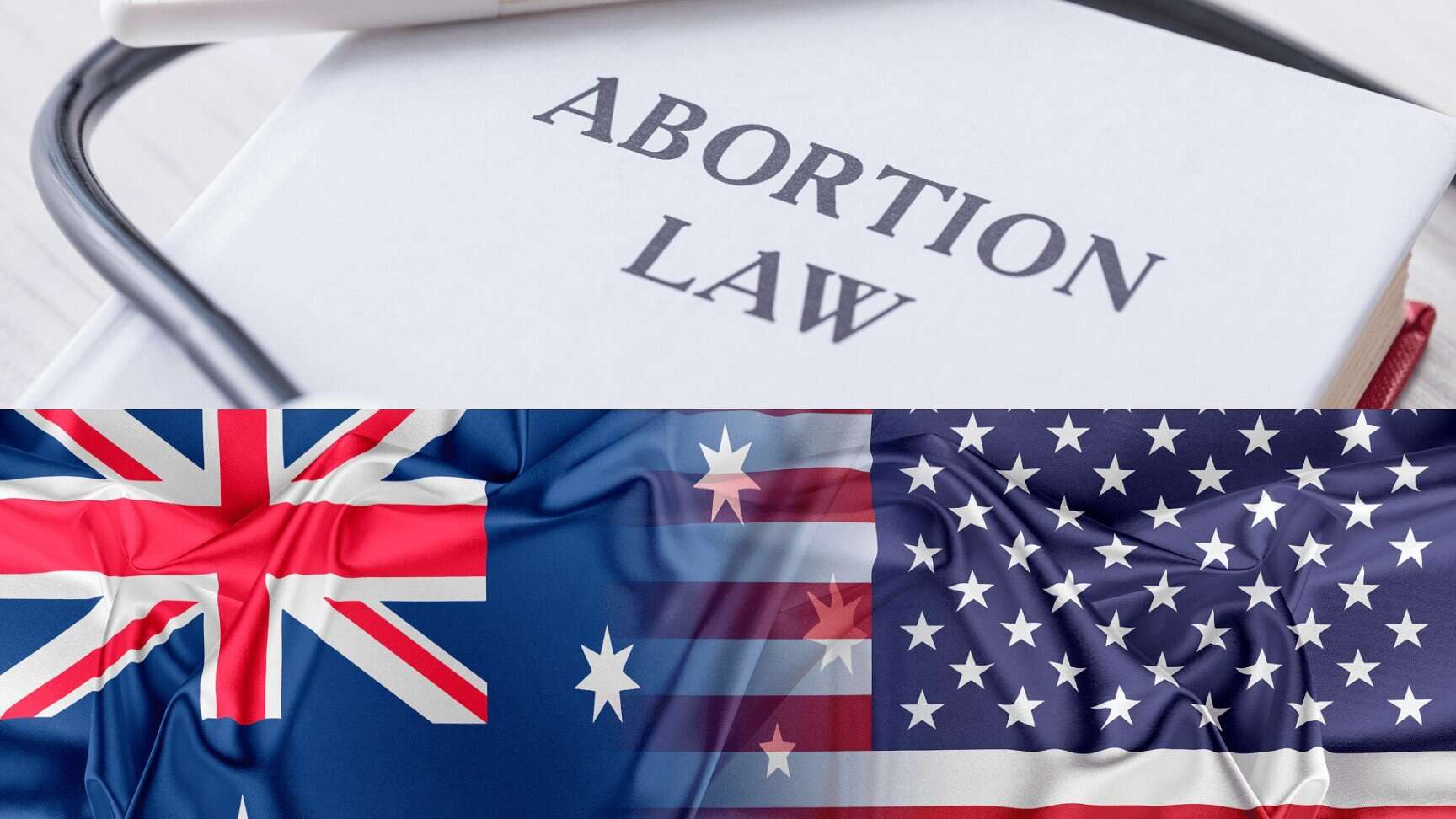 Abortion law and legal document with stethoscope on top, symbolising reproductive rights.