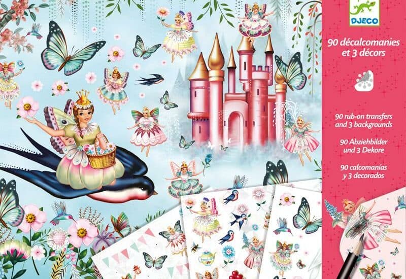 Fairy castle puzzle with fairies, butterflies, and flowers for children.