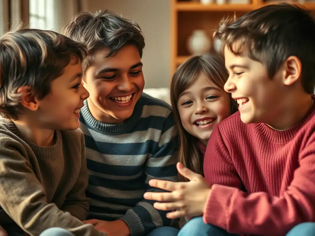 Siblings bonding and childhood memories.