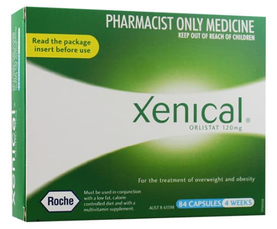 Xenical Orlistat weight loss capsules for obesity management.