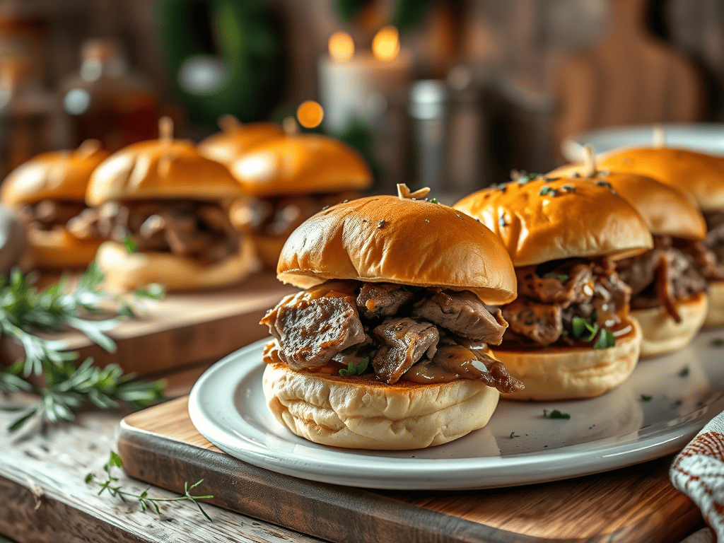 Delicious roast lamb sliders with tender meat and fresh buns, perfect for a family meal or casual ga.