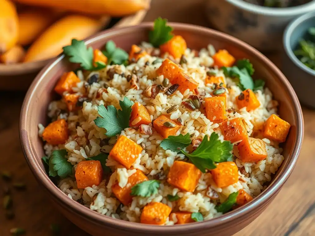 Roasted Sweet Potato Rice Salad