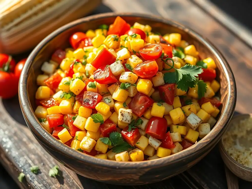 Bright, fresh charred sweet corn salad with cherry tomatoes and herbs.
