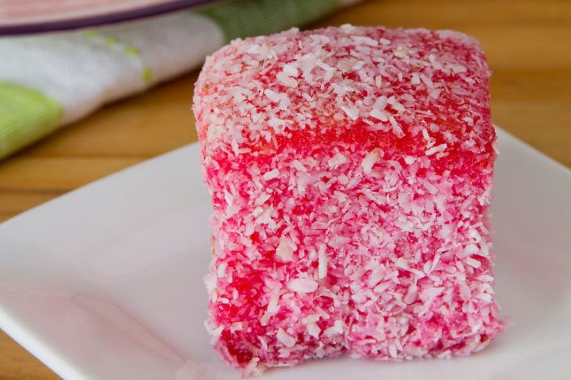 Pink Jelly Strawberry Lamingtons