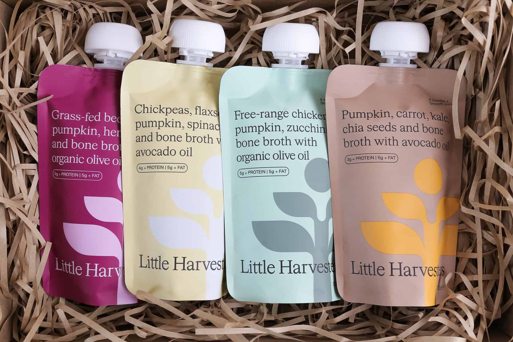 Healthy baby puree pouches with organic ingredients for nutritious feeding.