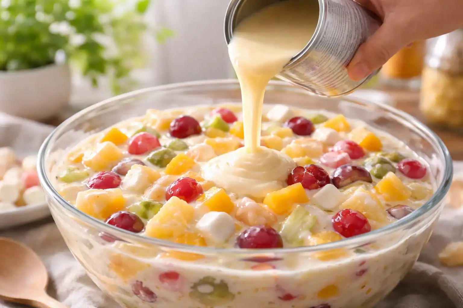 Condensed Milk Fruit Salad (Easy Creamy Fruit Dessert)